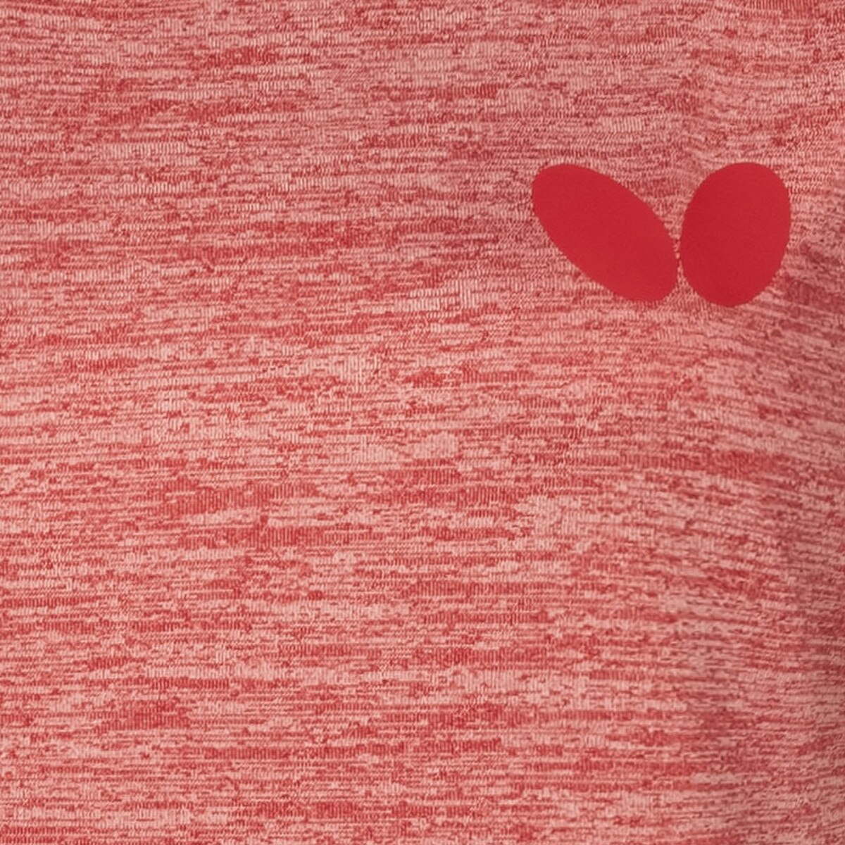 Butterfly Izumo Lady Shirt: Close-up of Left Chest Butterfly Logo of Red Shirt